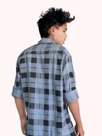 uLOOK Mens Check Shirt With Broad Boxes Cotton Shirt  - XL, Gray, Cotton