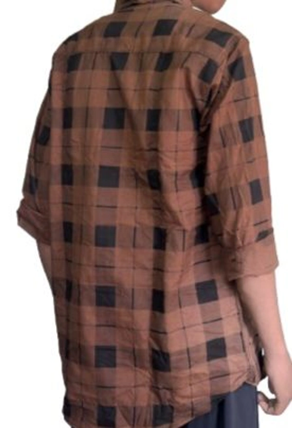 uLOOK Mens Check Shirt With Broad Boxes Cotton Shirt  - XL, Brown, Cotton