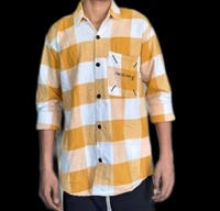 uLOOK Mens Highly Thicker Shirt Blanket Cloth Single Pocket Full Length Shirt  - yellow, XL, Pure Heavy Cotton