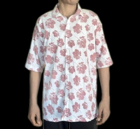 uLOOK Mens White Printed Cotton Shirtdown Shoulder Shirt Suits  - White, M, Cotton