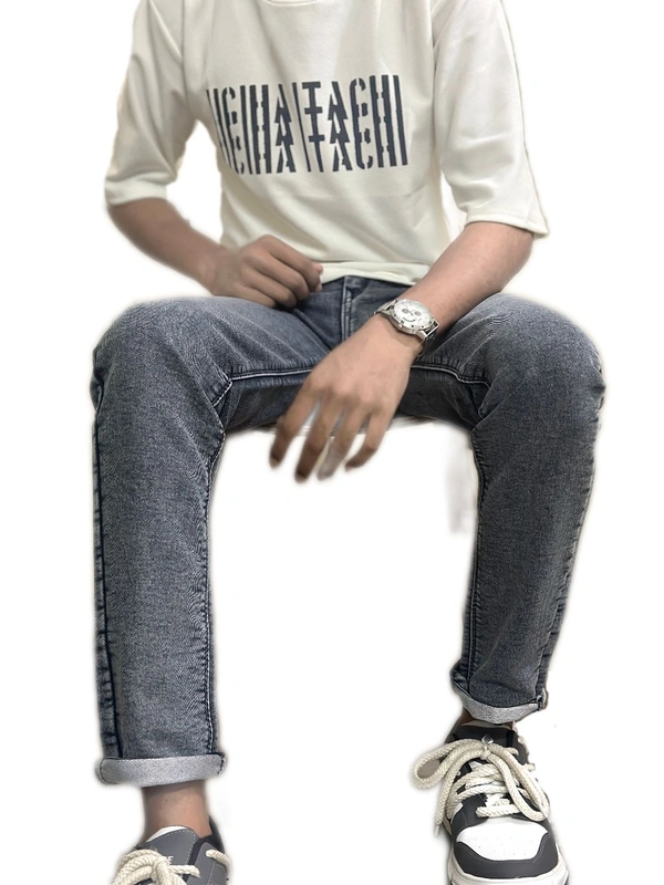 uLOOK Grey Denium Pant Heavy Jeans Fabric Grey Shaded Thicker Heavy For Men Hardly Washable Cloth - 28