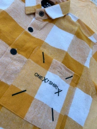 uLOOK Mens Highly Thicker Shirt Blanket Cloth Single Pocket Full Length Shirt  - yellow, Heavy Cotton, XL
