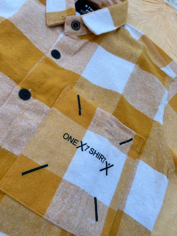 uLOOK Mens Highly Thicker Shirt Blanket Cloth Single Pocket Full Length Shirt  - yellow, Heavy Cotton, XL