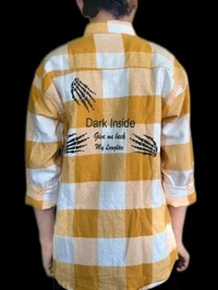 uLOOK Mens Highly Thicker Shirt Blanket Cloth Single Pocket Full Length Shirt  - yellow, Heavy Cotton, XL