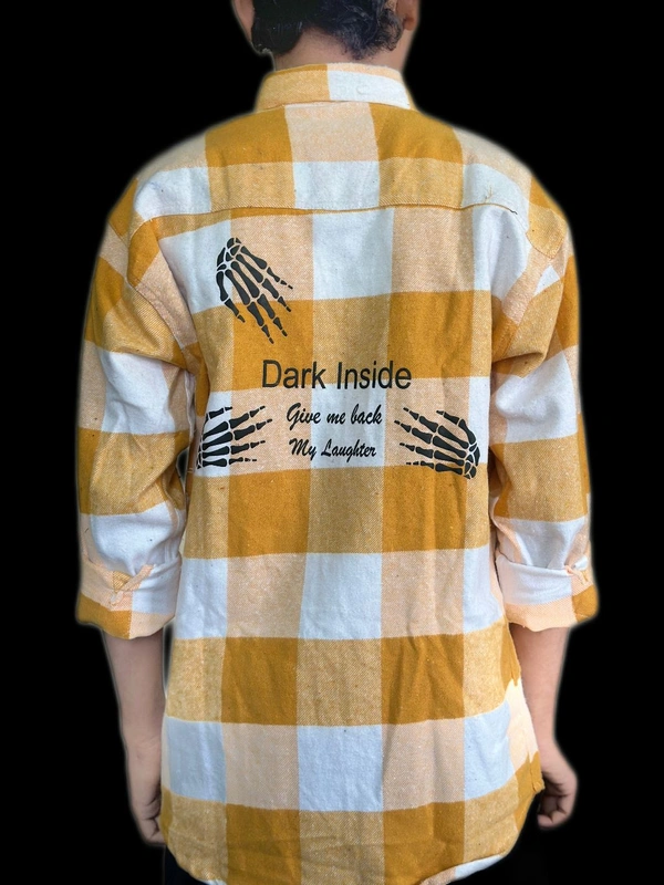uLOOK Mens Highly Thicker Shirt Blanket Cloth Single Pocket Full Length Shirt  - yellow, Heavy Cotton, XL