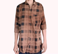uLOOK Mens Check Shirt With Broad Boxes Cotton Shirt  - Brown, Cotton, XL
