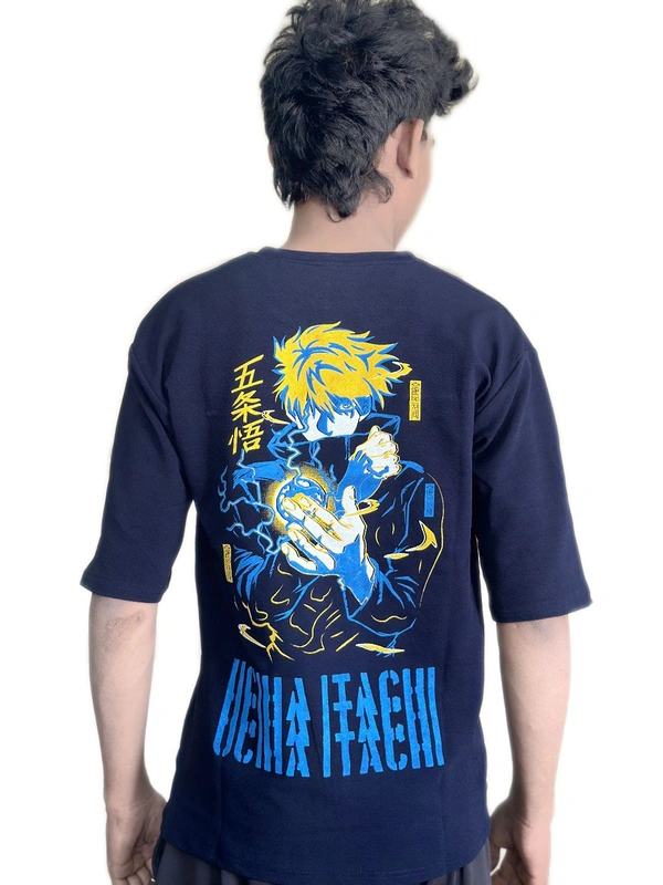 uLOOK Korean Design Printed T-shirts For Men Popcorn Print Easily Washable - Navy Blue, Popcorn, L
