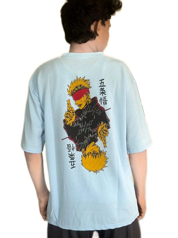 uLOOK Korean Design Printed T-shirts For Men Popcorn Print Easily Washable - Cyan Aqua, Popcorn, M
