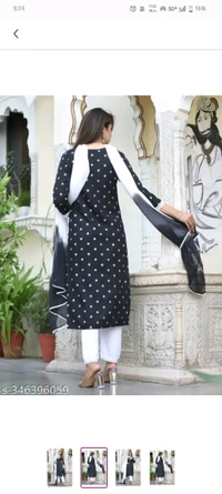 uLOOK Womens Printed Design Work Kurti Set Of Kurti Paizama Duppata.Shiny Design With Sparking Duppataa - Black, Cotton, XXL