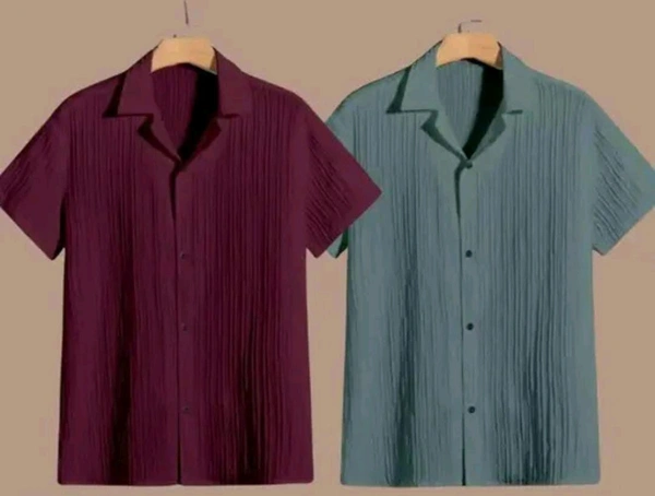 uLOOK Combo Popcorn Shirts Marron Colour And Green Colour Down Shoulder  - Popcorn, XL