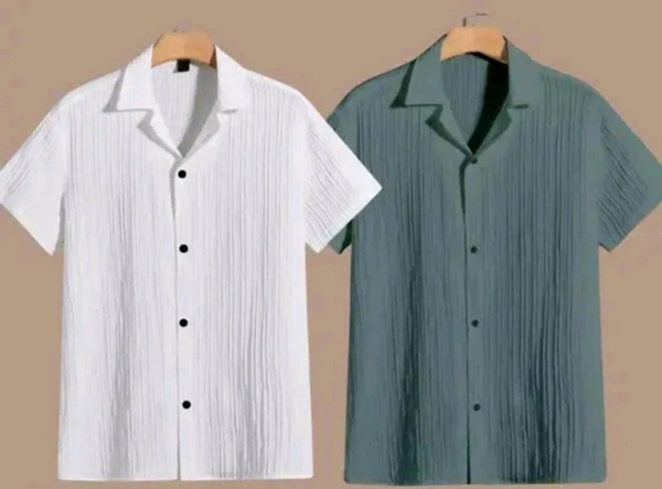 uLOOK Combo Popcorn Shirts White Colour And Green Colour Down Shoulder  - Popcorn, M