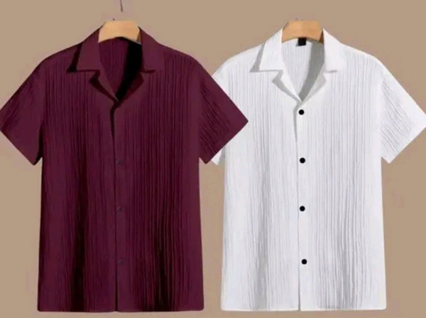 uLOOK Combo Popcorn Shirts White Colour And Maroon Colour Down Shoulder  - Popcorn, M