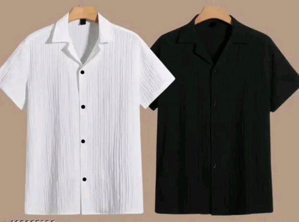uLOOK Combo Popcorn Shirts White Colour And Black Colour Down Shoulder  - Popcorn, XXS