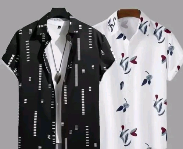 uLOOK Mens Printed Shirt Combo Pack Of 2 New Trendy Traditional Design Printed Shirt - Lycra Fabrix, XL