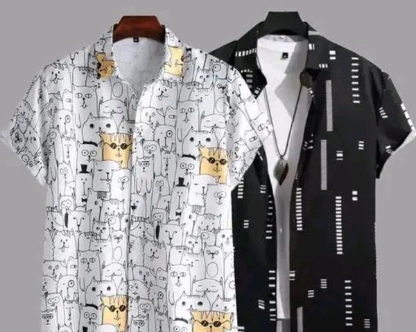 uLOOK Mens Printed Shirt Combo Pack Of 2 New Trendy Traditional Design Printed Shirt - Lycra, L