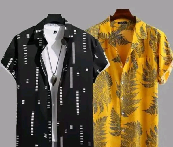 uLOOK Mens Printed Shirt Combo Pack Of 2 New Trendy Traditional Design Printed Shirt - L, Lycra Fabric