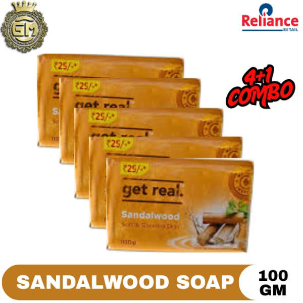 RELIANCE  GET REAL SANDALWOOD SOAP 4+1 - 100 GM