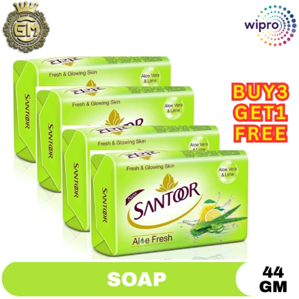 WIPRO ALOW FRESH SOAP - 44 GM, Green, ALOE VERA & LIME