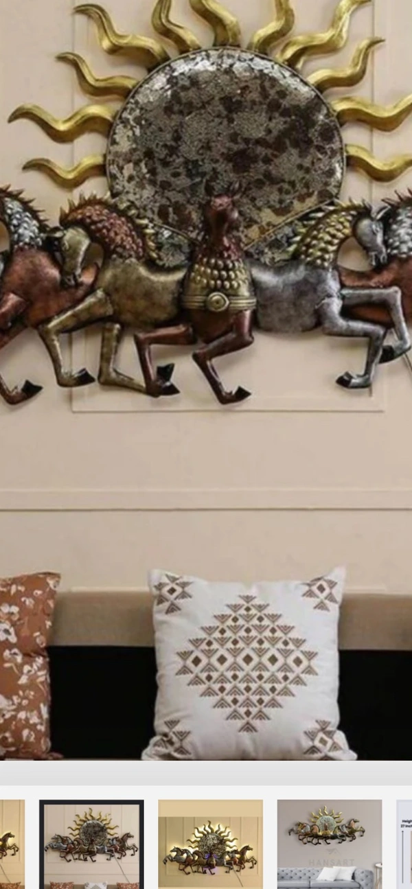 Metal Art   Horse  Metal Art Home Decoration  - Nutmeg Wood Finish
