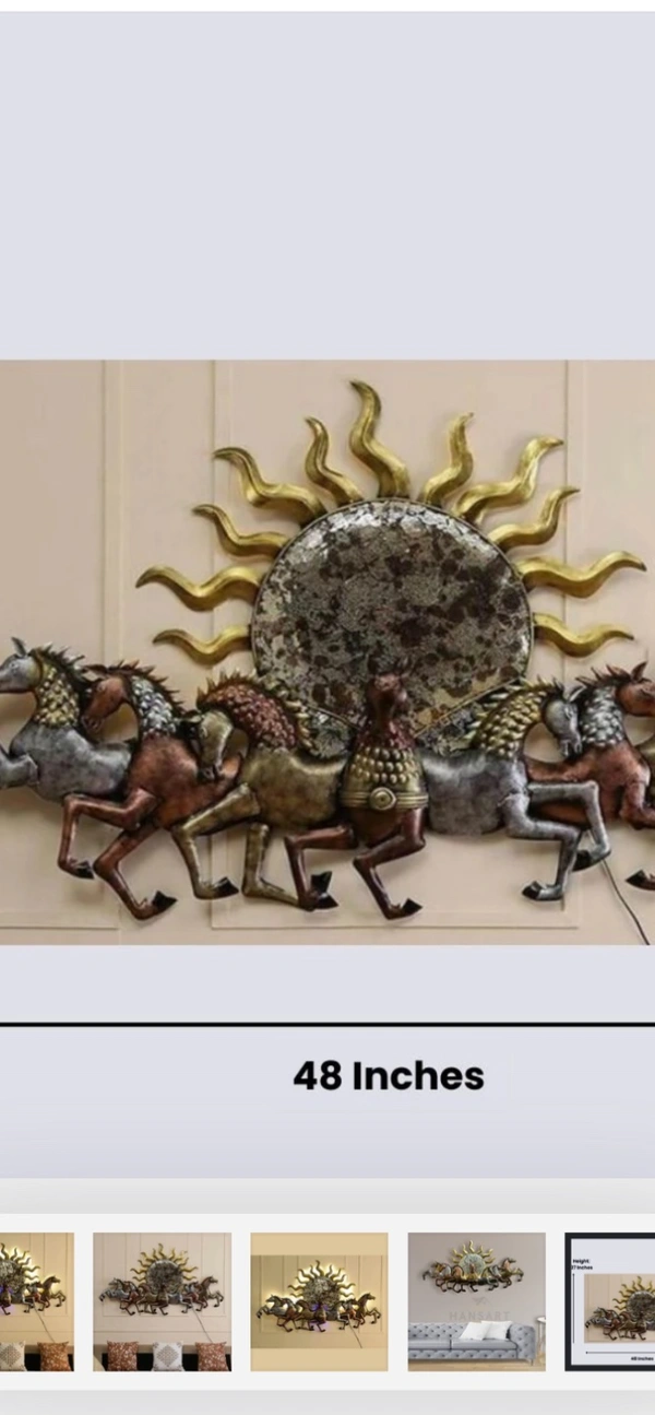 Metal Art   Horse  Metal Art Home Decoration  - Nutmeg Wood Finish