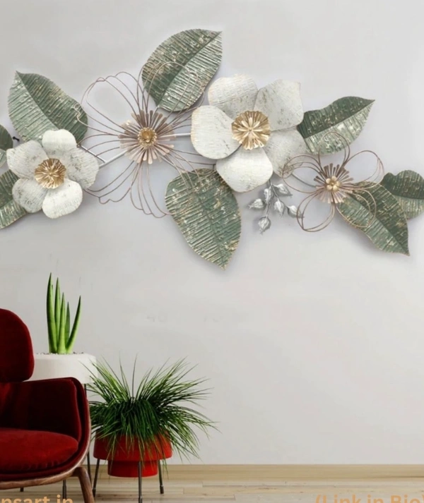 Wall Metal Flowaers Art Home Decor  - Dove Gray, 48* 24.    36*20