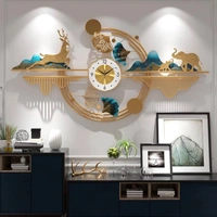 Metal Art Wall Decoration  Deer Pair Ring Clock 48*25