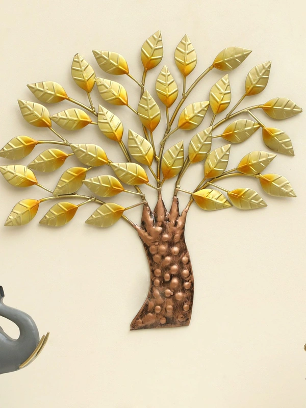 Metalart  Amrita Metal Contemporary Design Golden Tree Of Wisdom & Life Wall Decor