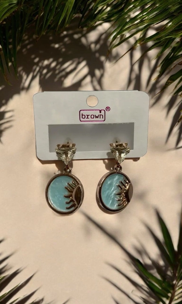 Groove Gallery  Pastel Blue & Gold Abstract Drop Earrings - Melrose