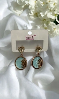 Groove Gallery  Pastel Blue & Gold Abstract Drop Earrings - Melrose