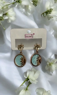 Groove Gallery  Pastel Blue & Gold Abstract Drop Earrings - Melrose