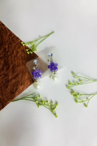 Groove Gallery  Elegant Floral Pearl Drop Earrings for Women 
