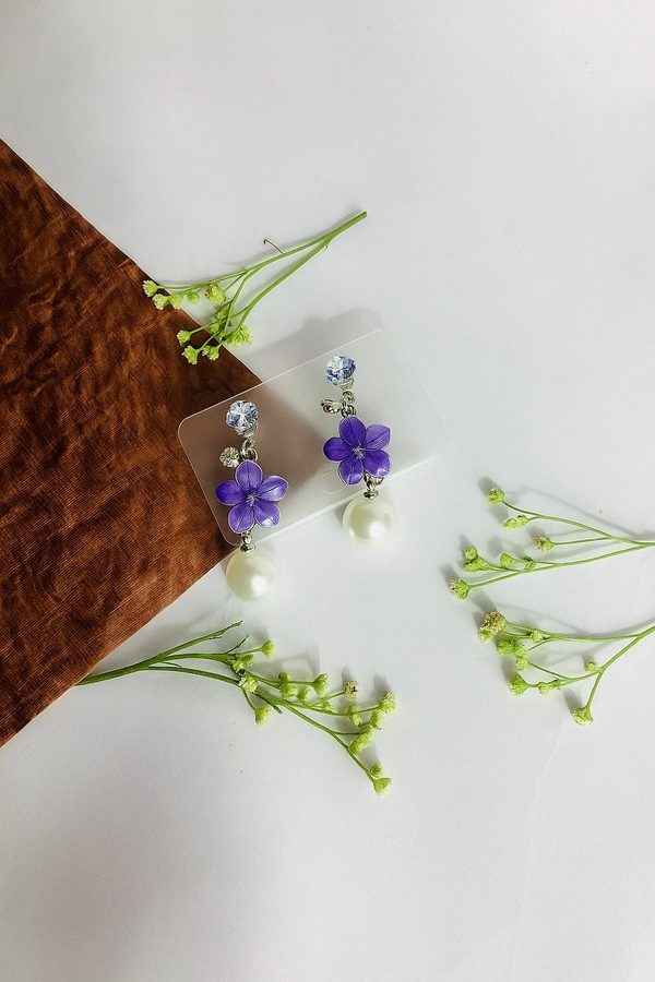 Groove Gallery  Elegant Floral Pearl Drop Earrings for Women 