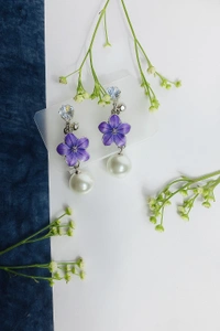 Groove Gallery  Elegant Floral Pearl Drop Earrings for Women 