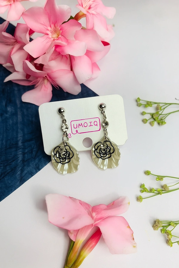 Groove Gallery  ✨ Pearl Petal Rose Drop Earrings