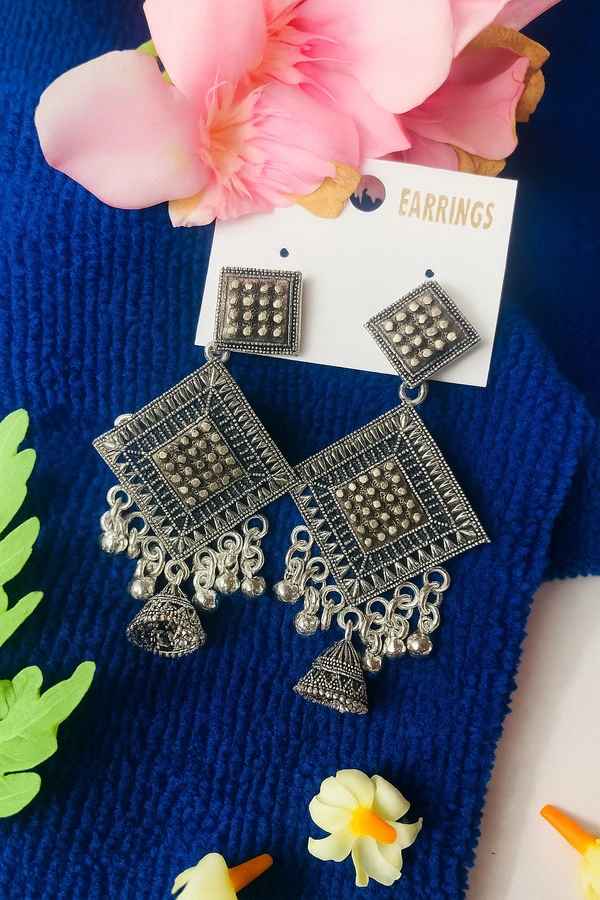 Groove Gallery  Oxidised Silver Geometric Dangle Earrings