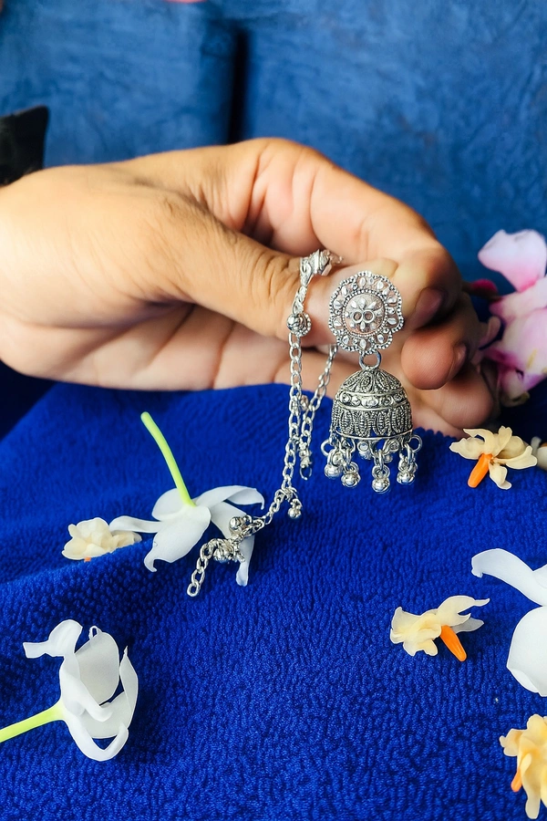Groove Gallery  Handcrafted Silver Filigree Jhumka Earrings