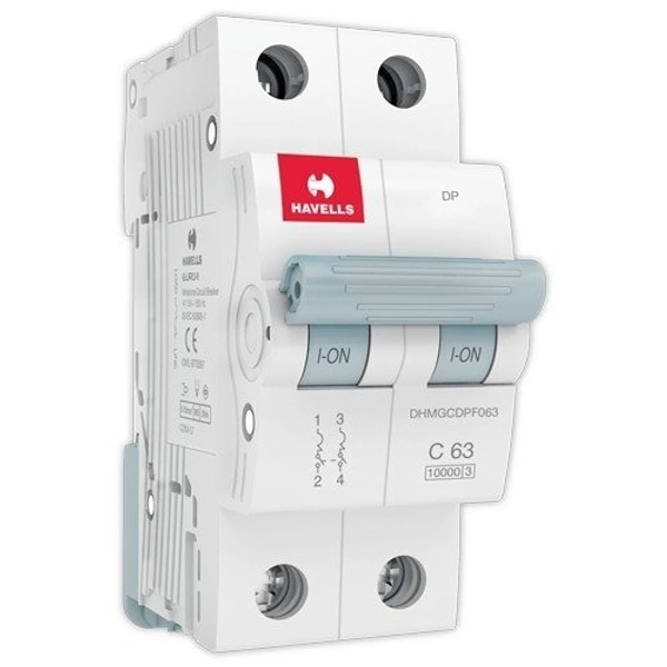 Havells DHMGCDPF063 PVC Plastic 63A MCB DP C Curve (White)