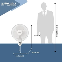 Bajaj Frore Neo 400 MM Wall Mount Fan|Wall Fan for Kitchen & Home| Smooth Oscillation|100% CopperMotor| HighAir Delivery|3-Speed Control| Rust Free| 2-Yr Warranty White - 300mm
