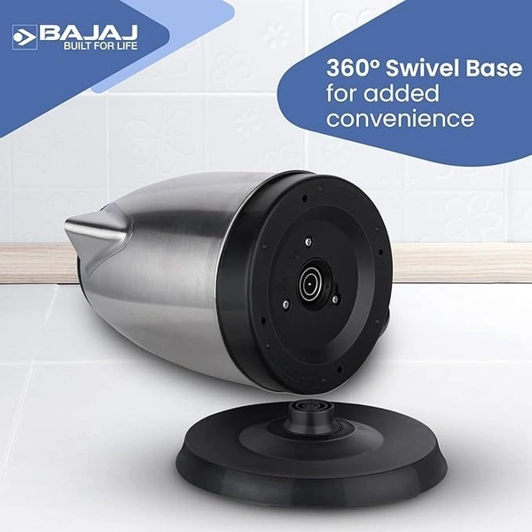 Bajaj KTX 1.8 Litre DLX Electric Kettle |1500 Watts Kettle with Stainless Steel Body | Cordless Operation | Auto Shut-off Mechanism | 2-Yr Warranty | Black