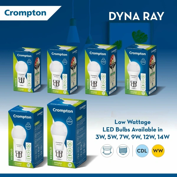Crompton Dyna Ray 9W Round B22 LED Cool Day Light Pack 