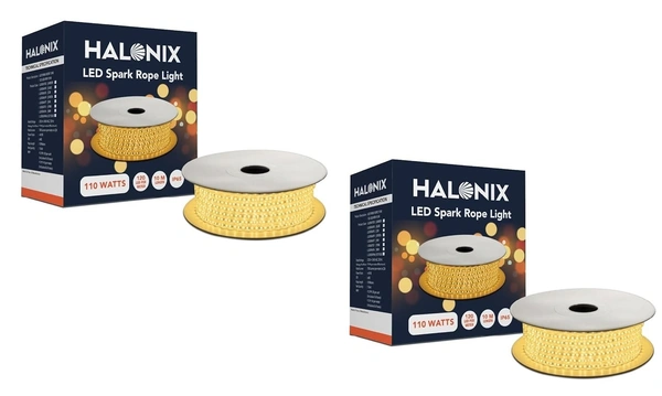  Halonix 10 Meter Yellow Rope Light | 120 Led/Meter | Wattage-11W | IP65 Certified, BIS Approved | Indoor and Outdoor use | Direct Plug-in | Pack of 2 |... - 1