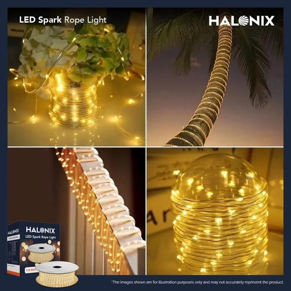  Halonix 10 Meter Yellow Rope Light | 120 Led/Meter | Wattage-11W | IP65 Certified, BIS Approved | Indoor and Outdoor use | Direct Plug-in | Pack of 2 |... - 1