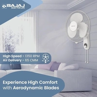 Bajaj Frore Neo 400 MM Wall Mount Fan|Wall Fan for Kitchen & Home| Smooth Oscillation|100% CopperMotor| HighAir Delivery|3-Speed Control| Rust Free| 2-Yr Warranty White - 300mm