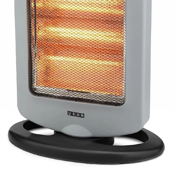 USHA 4003 1200 Watt 3 Rod Halogen Heater with Auto Oscillation Feature and Safety Mesh(Grey) - WHITE