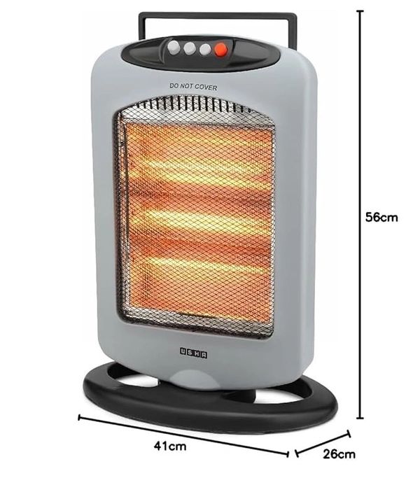 USHA 4003 1200 Watt 3 Rod Halogen Heater with Auto Oscillation Feature and Safety Mesh(Grey) - WHITE