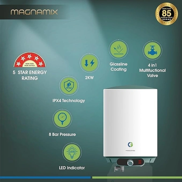 CG 15 L  Storage Water Heater (Geyser) | with Glassline Tank | 4 Level Safety | Rust Proof body | BEE 5 Star Rated | For Home, Bathroom | White - White, 1