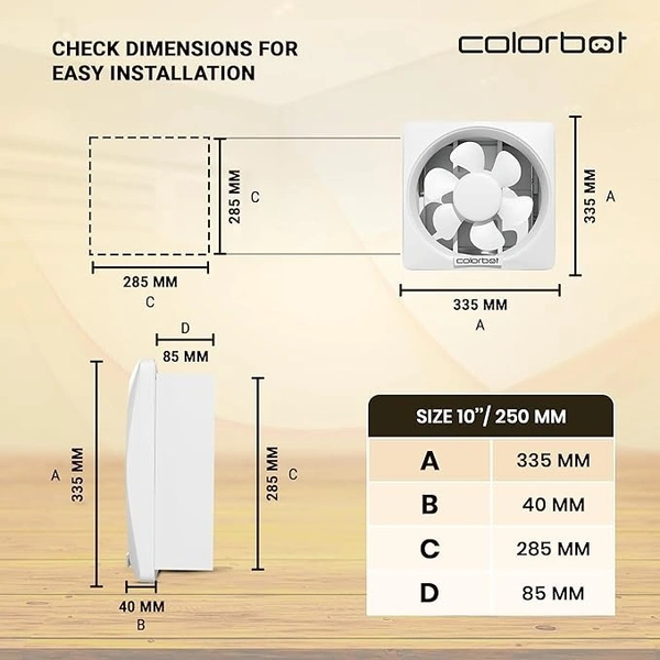 POLAR Colorbot Ecoz BLDC Exhaust Fan 10 inches | 250mm | Suitable for Bathroom, Kitchen | Easy to Clean | Copper Motor | Noiseless | 2+1 Years Warranty (White) - POLAR, WHITE