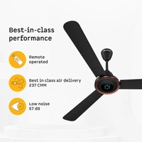atomberg Erica Artesta 1200mm Designer BLDC Ceiling Fan with Remote | 5-star | Best-in-class Air Delivery | Newly Launched | Low noise | LED Speed Indicator | 2 Years Warranty (Midnight Black) - 1200 mm, midnight black