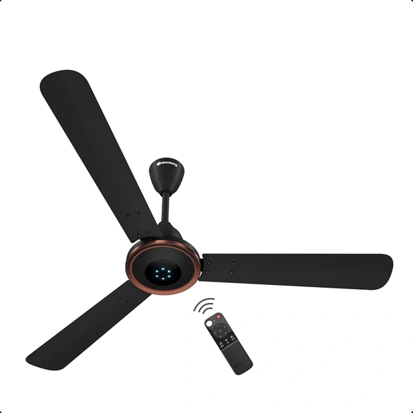 atomberg Erica Artesta 1200mm Designer BLDC Ceiling Fan with Remote | 5-star | Best-in-class Air Delivery | Newly Launched | Low noise | LED Speed Indicator | 2 Years Warranty (Midnight Black) - 1200 mm, midnight black