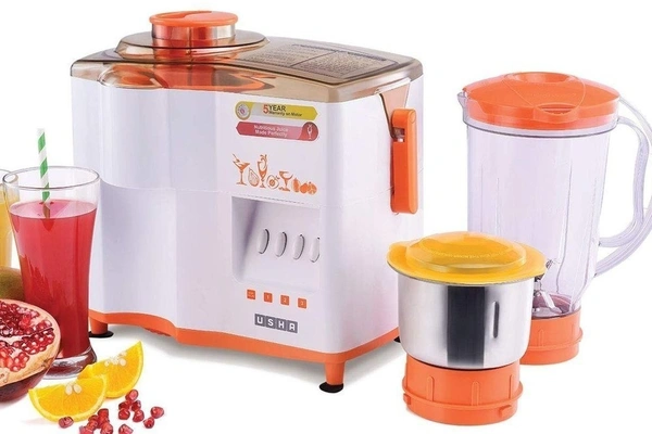 USHA JMG 3345 450Watts Juicer Mixer Grinder (White, 2 Jars) - 1, WHITE, 1